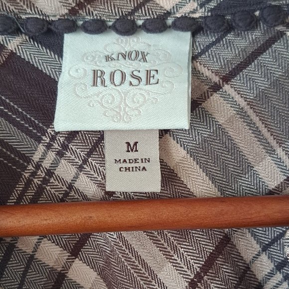 Knox Rose women's long sleeve tiered plaid dress Sz Med - Picture 3 of 8